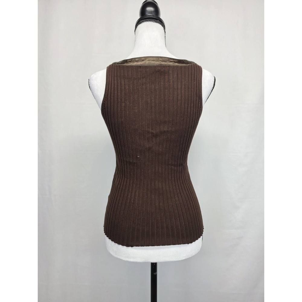 Y2K Vintage Fontana Tank Womens Small 90s Ribbed Shirt Brown Grunge Goth 3185 - Picture 4 of 12